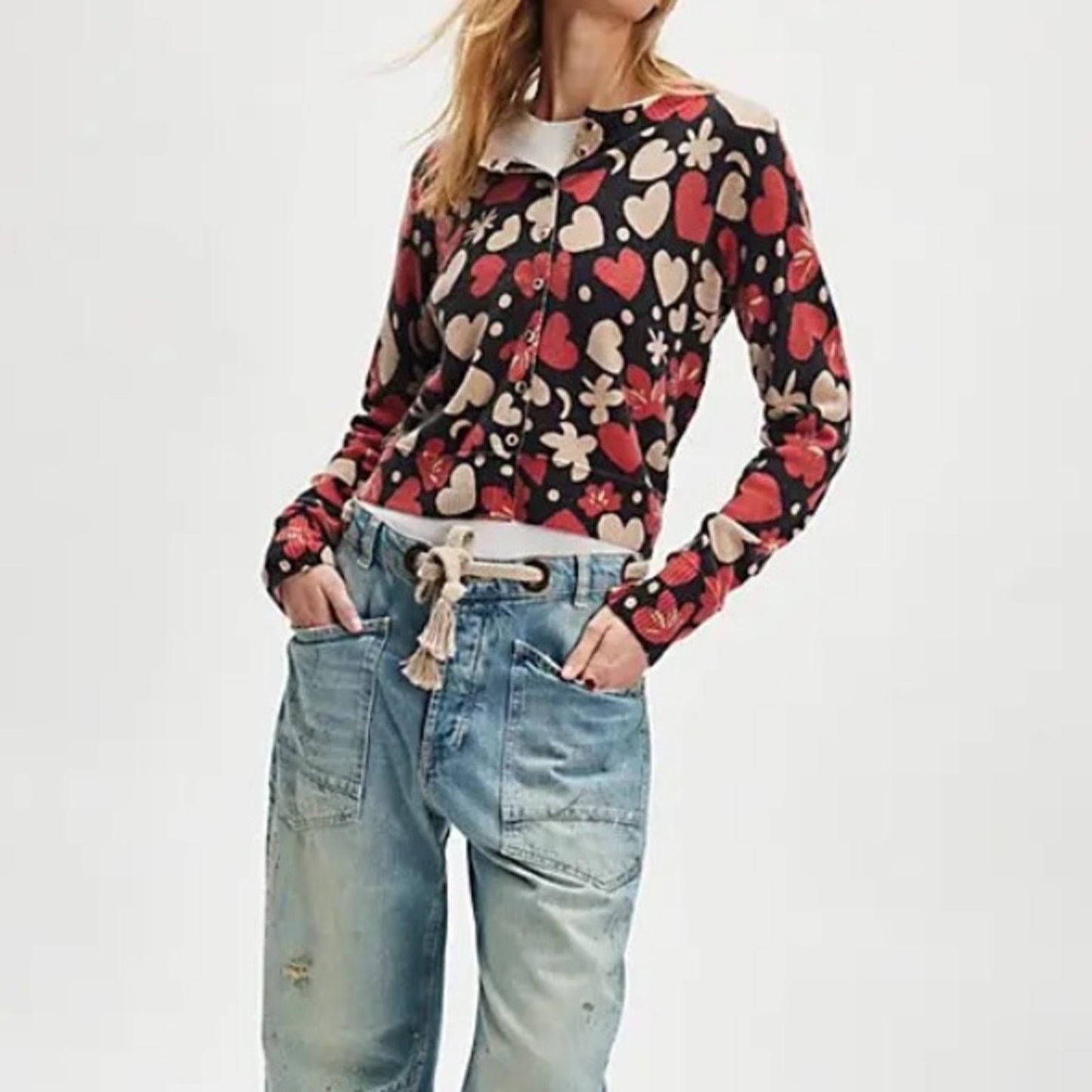 Free People Nocturnal Patterned Cardi in Retro Combo