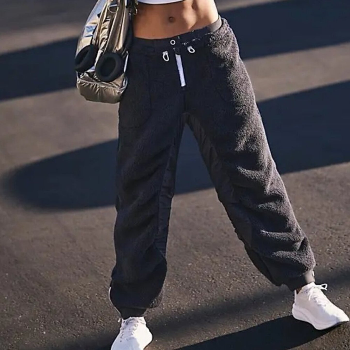 Free People Sundown Fleece Pants in Black