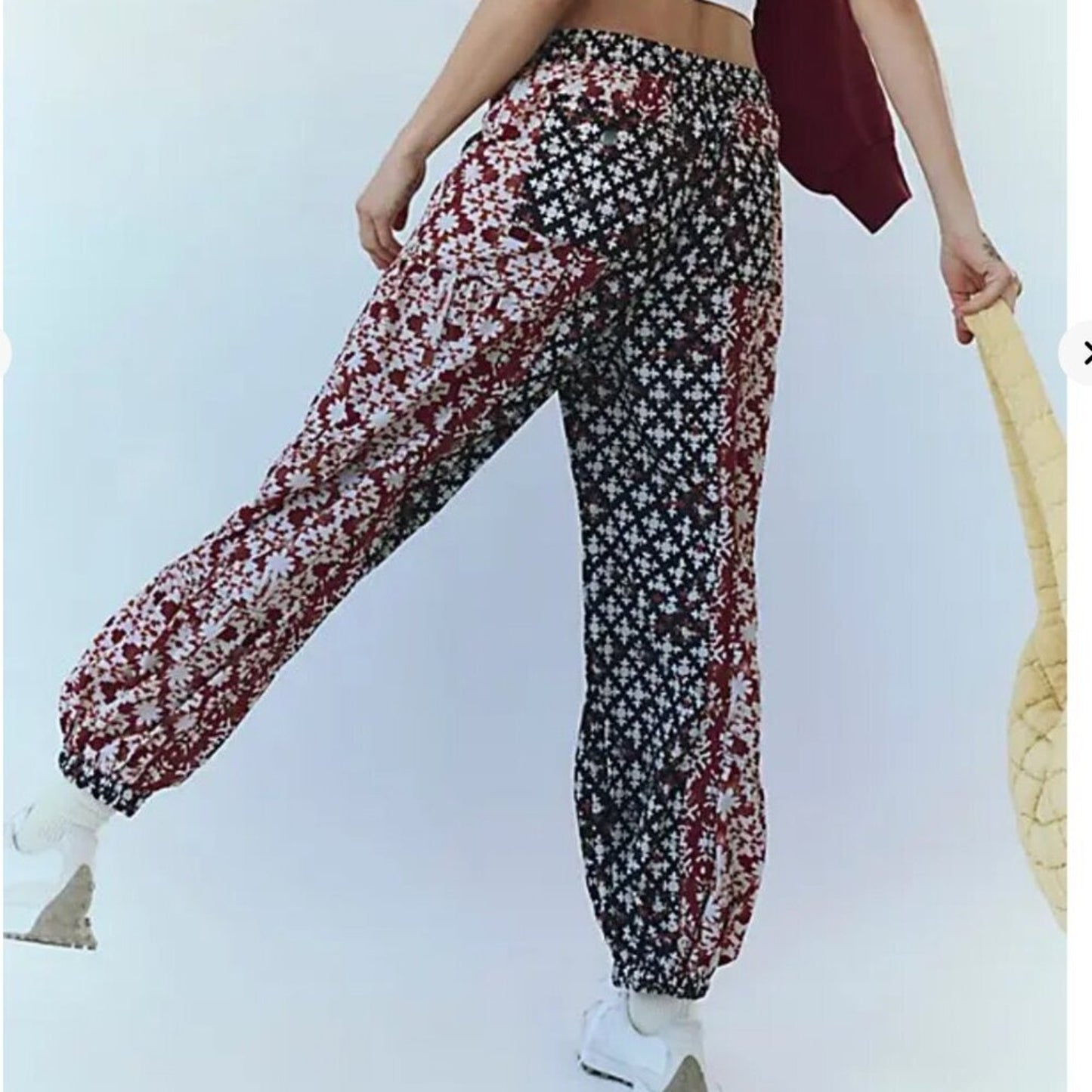 Free People Printed Set Me Free Pants in Espresso Revised