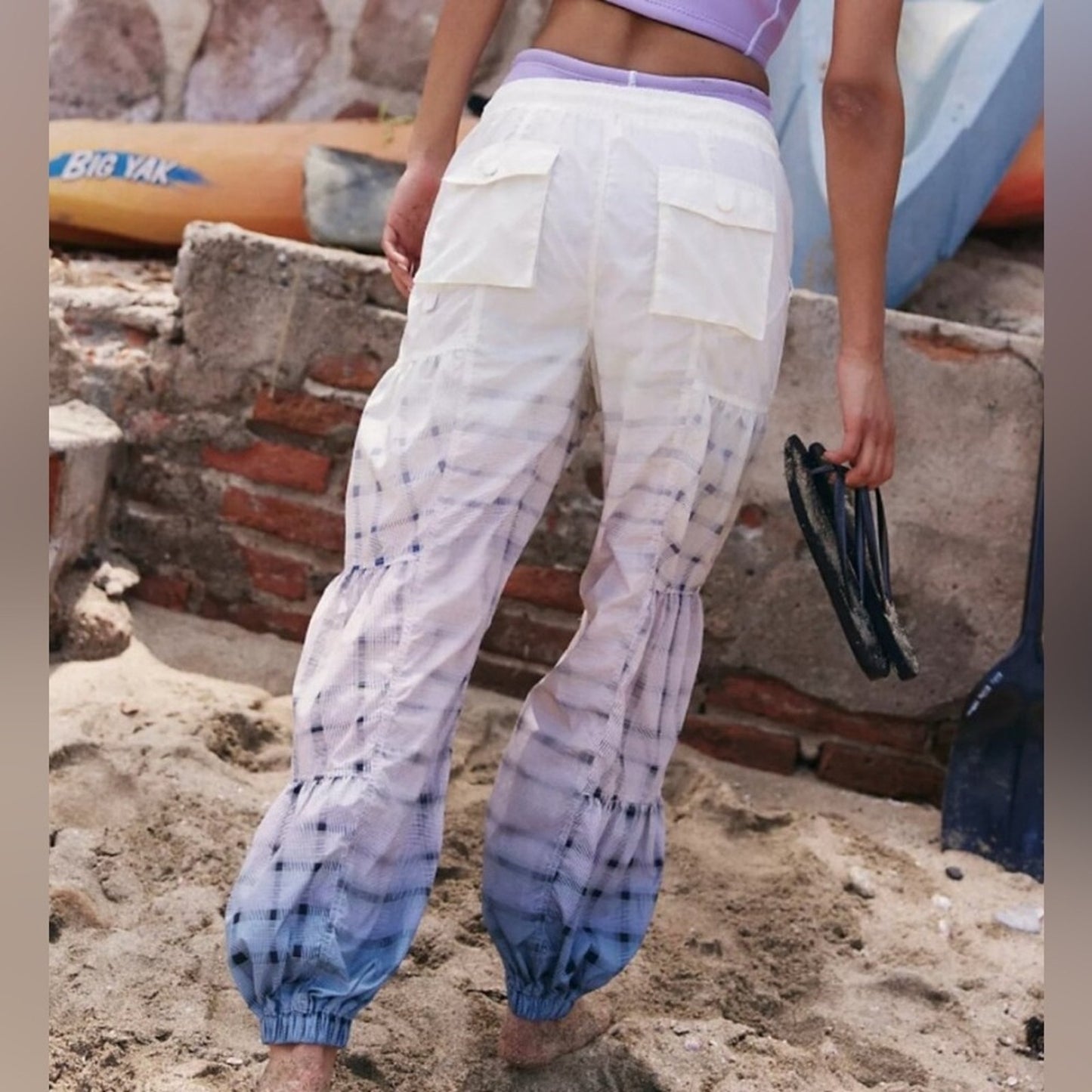 Free People Printed Set Me Free Pants in Faded Showers Wash Combo