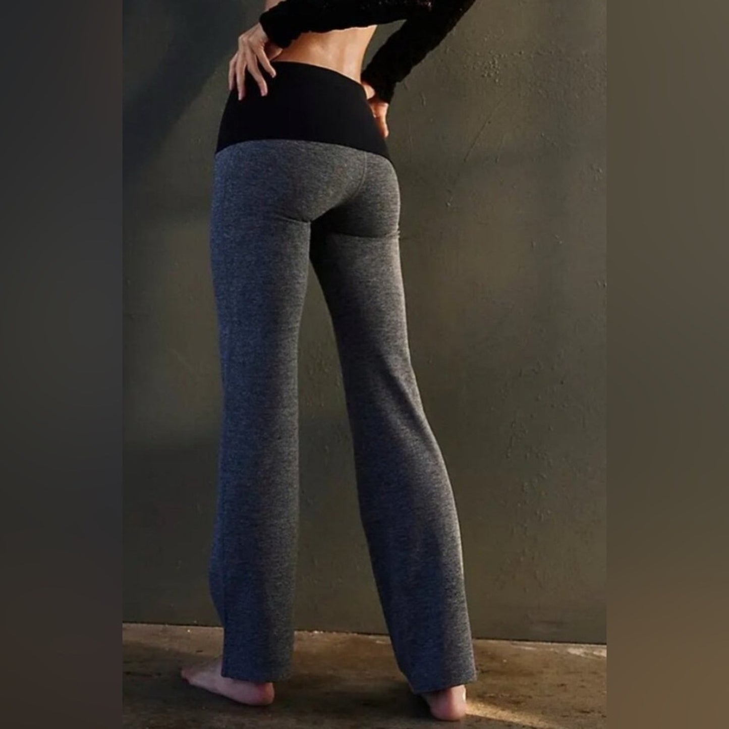 Free People Never Better Heather Blocked Foldover Pants in Black