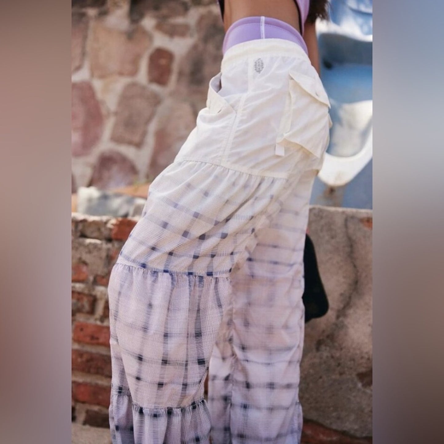 Free People Printed Set Me Free Pants in Faded Showers Wash Combo