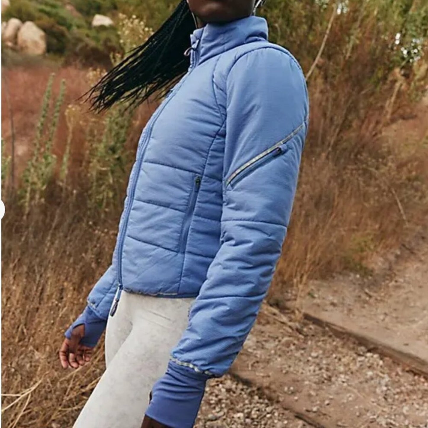 Free People Gathering Storm Run Puffer in Blueberry