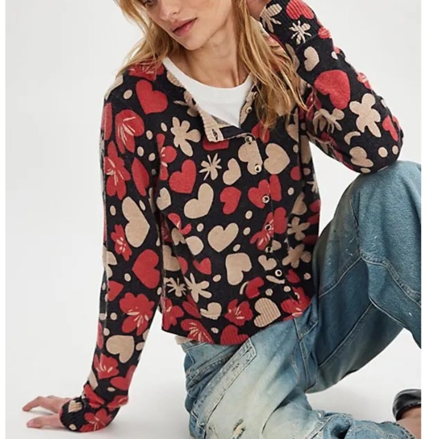 Free People Nocturnal Patterned Cardi in Retro Combo