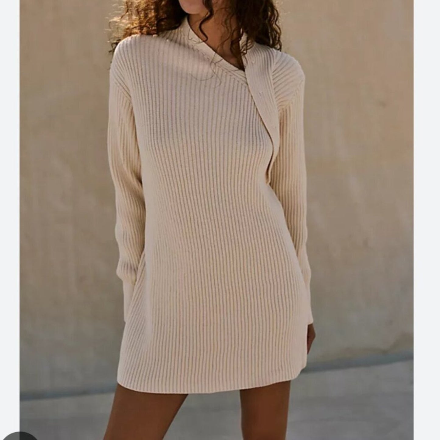 Free People Alba Sweater Tunic in Power Sand