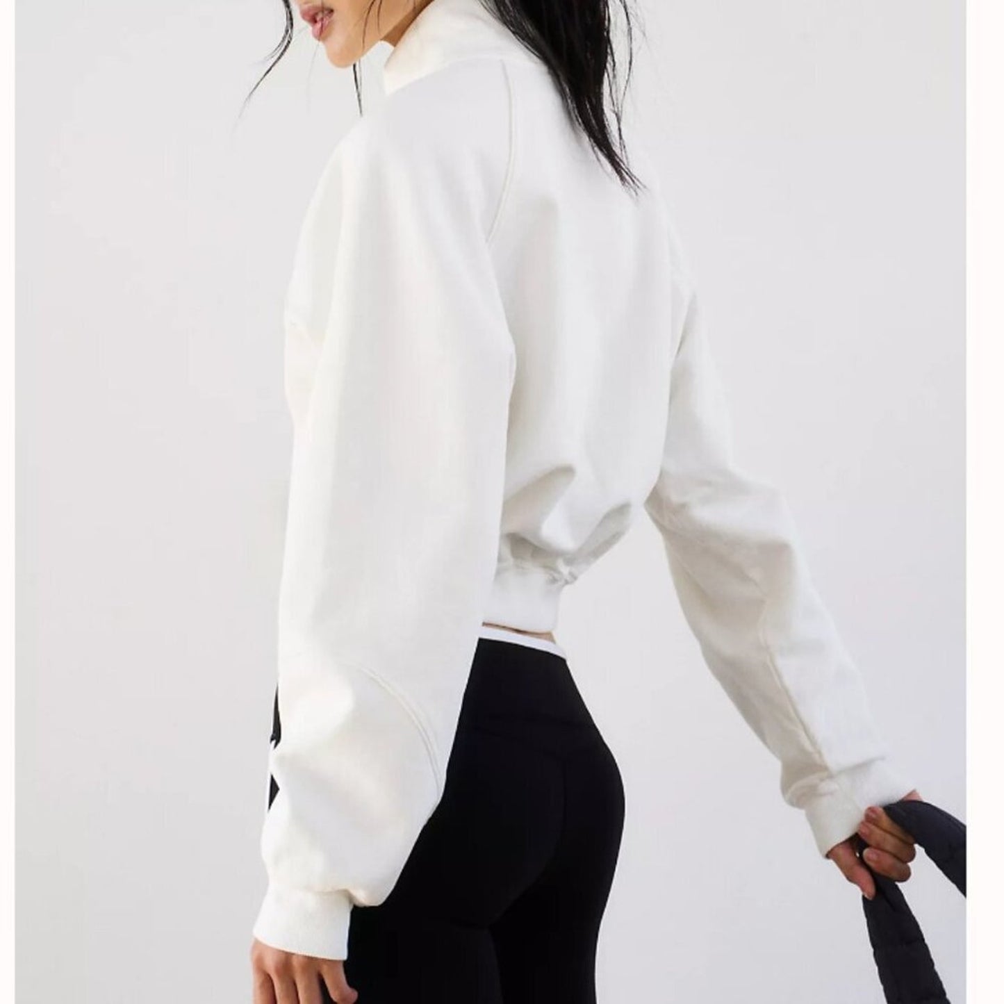 Free People For The Win Logo Half Zip in White