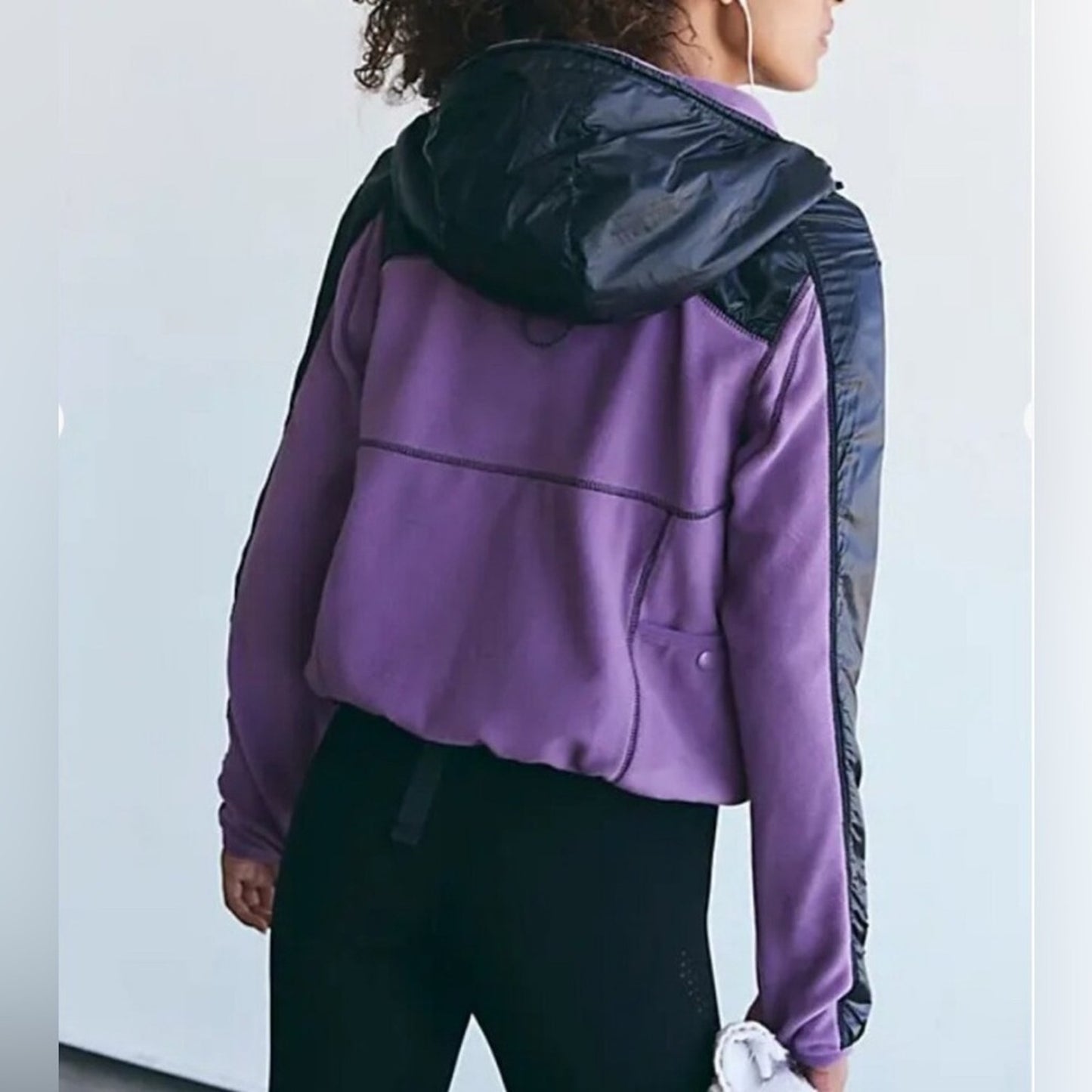 Free People Go The Distance Fleece Jacket in Red Violet/Black Combo