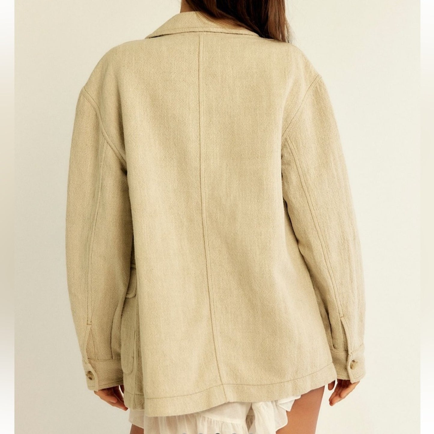 Free People Lucy Linen Chore Coat in Natural
