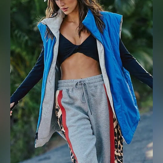 Free People Slalom Reversible Fleece in Stellar Blue