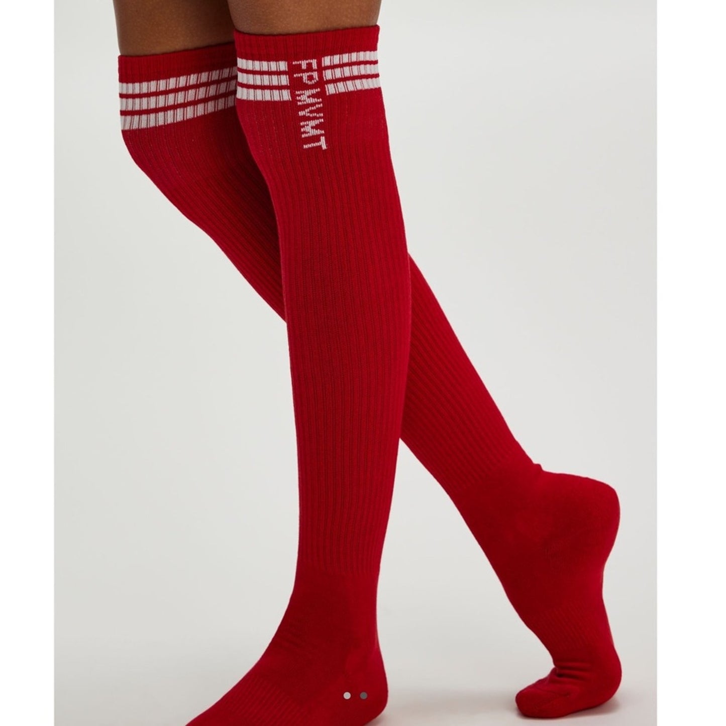 Free People Race Pace Stripe Scrunch Socks in Red