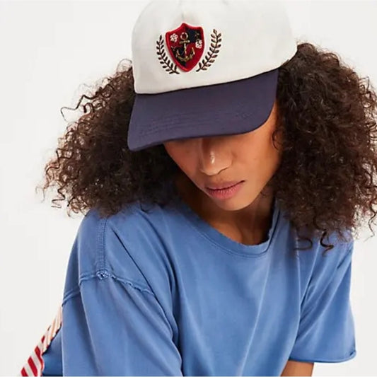 Free People Anchor Charmed Baseball Cap in White