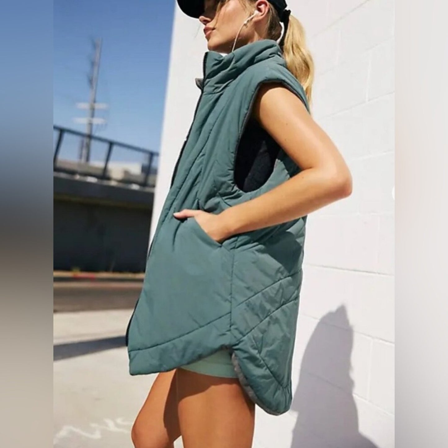 Free People Slalom Reversible Fleece in Midnight Jade