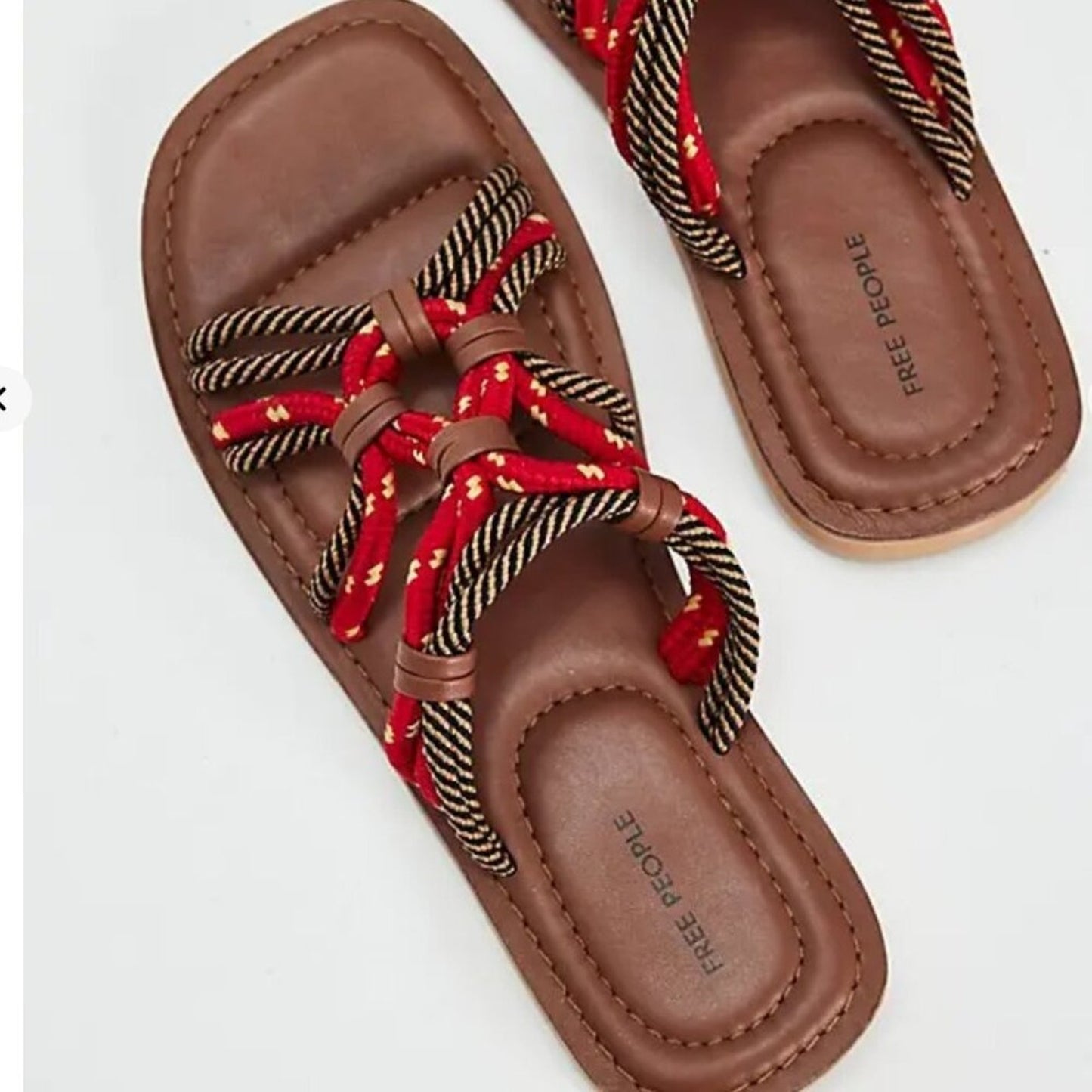 NWT Free People Tide Up Rope Sandals in Red/Tan