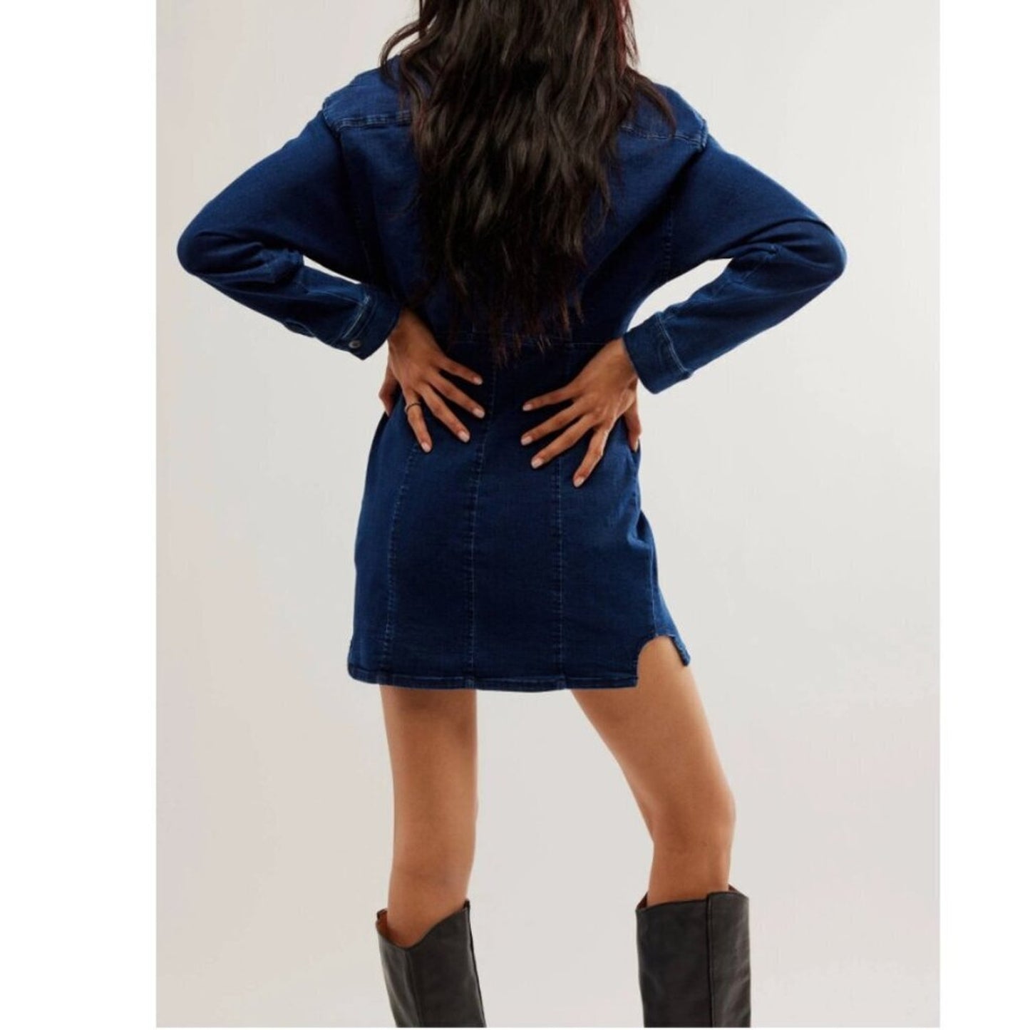 Free People Amber Denim Dress in Dark Indigo