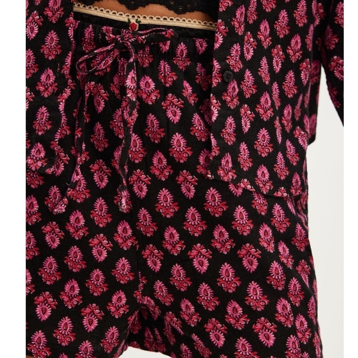 Free People Flannel Play Date Set in Black Combo