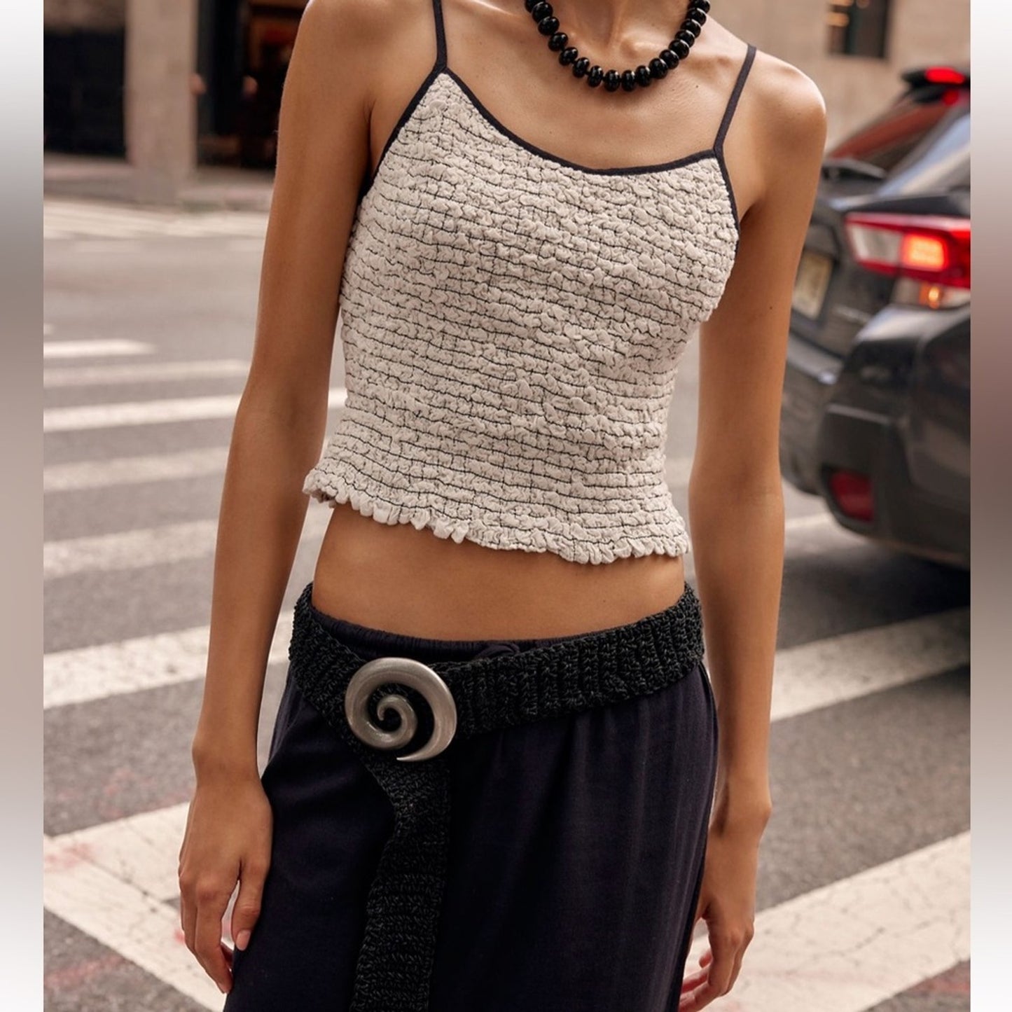 Free People Babetown Linen Skirt Set in Black