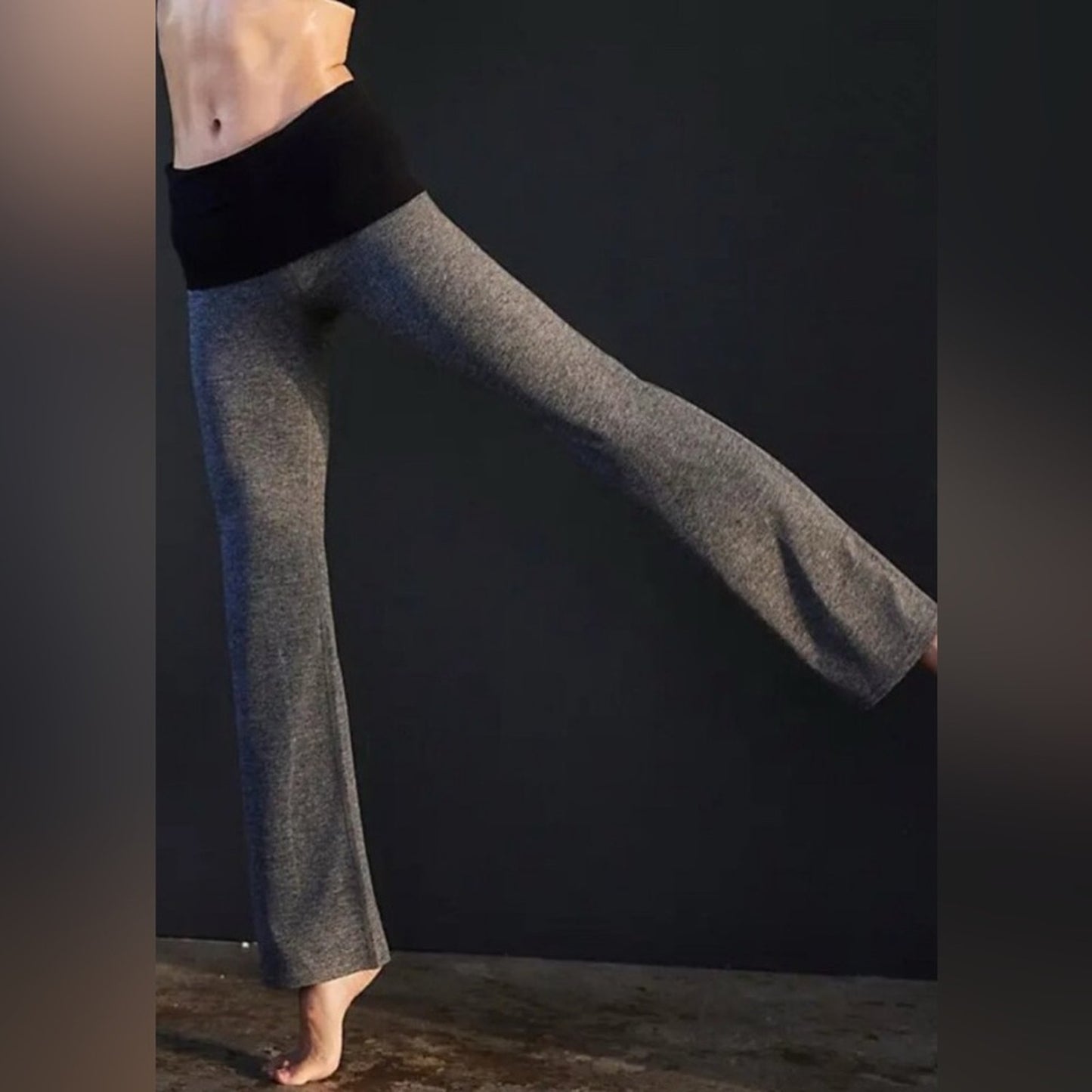 Free People Never Better Heather Blocked Foldover Pants in Black