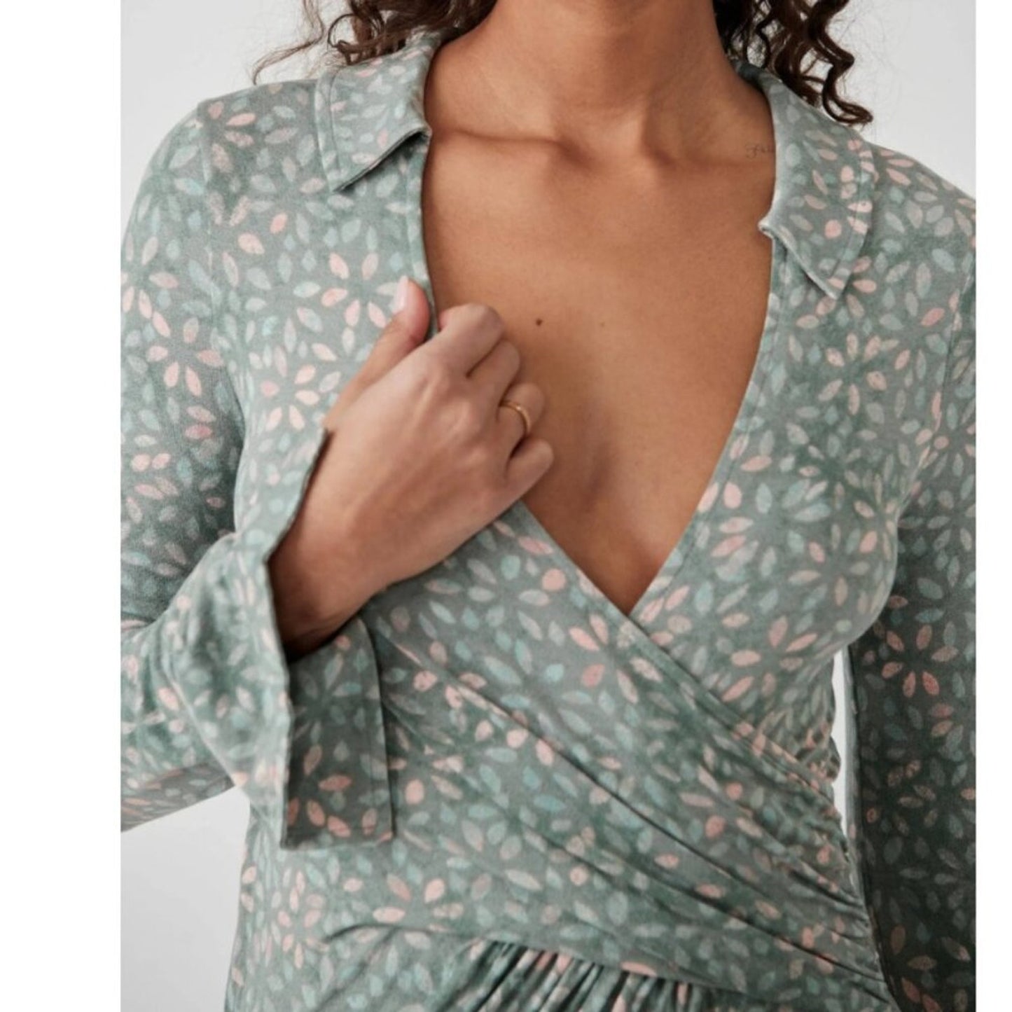 Free People Shayla Wrap Midi Dress in Mint Combo