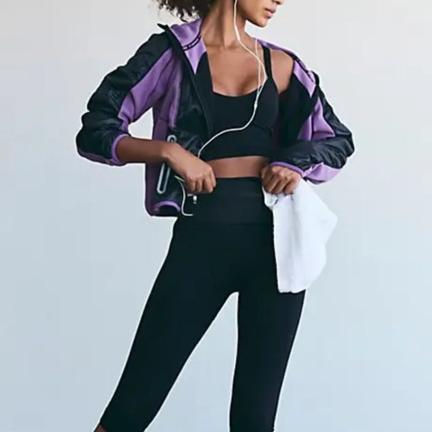 Free People Go The Distance Fleece Jacket in Red Violet/Black Combo