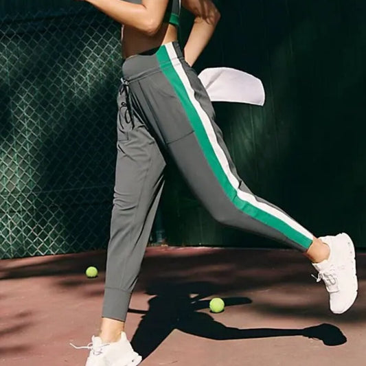 Free People Never Better Colorblock Slim Jogger in Dark Shadow