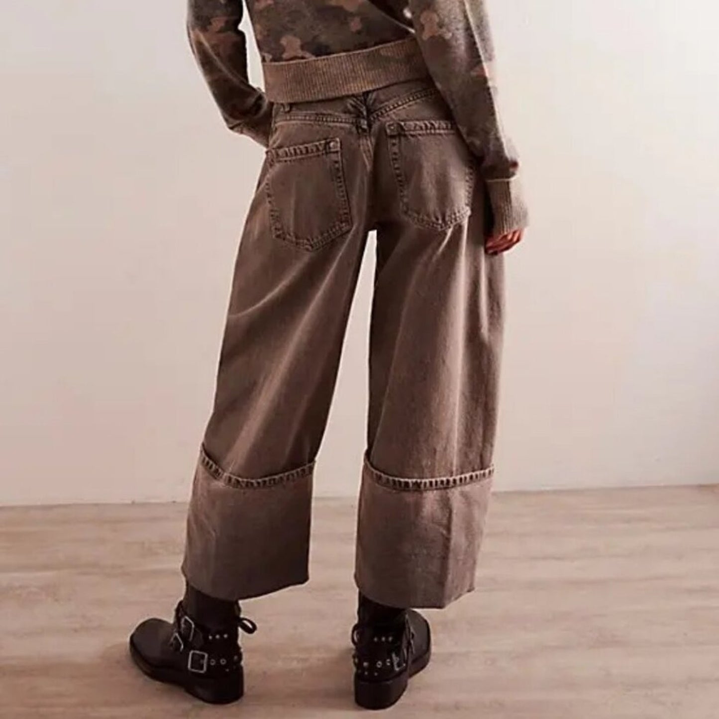 Free People Olsen Cuffed Crop Barrel Jeans in Slate