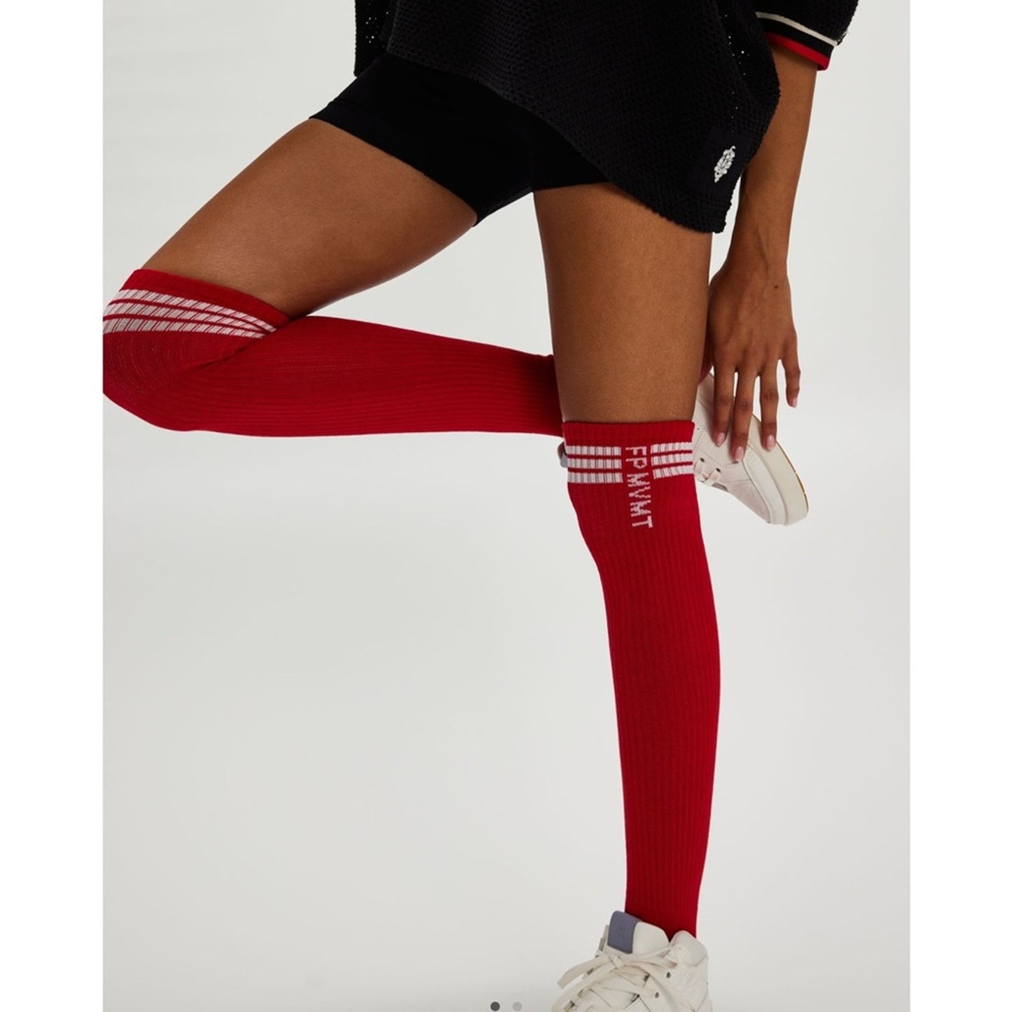 Free People Race Pace Stripe Scrunch Socks in Red