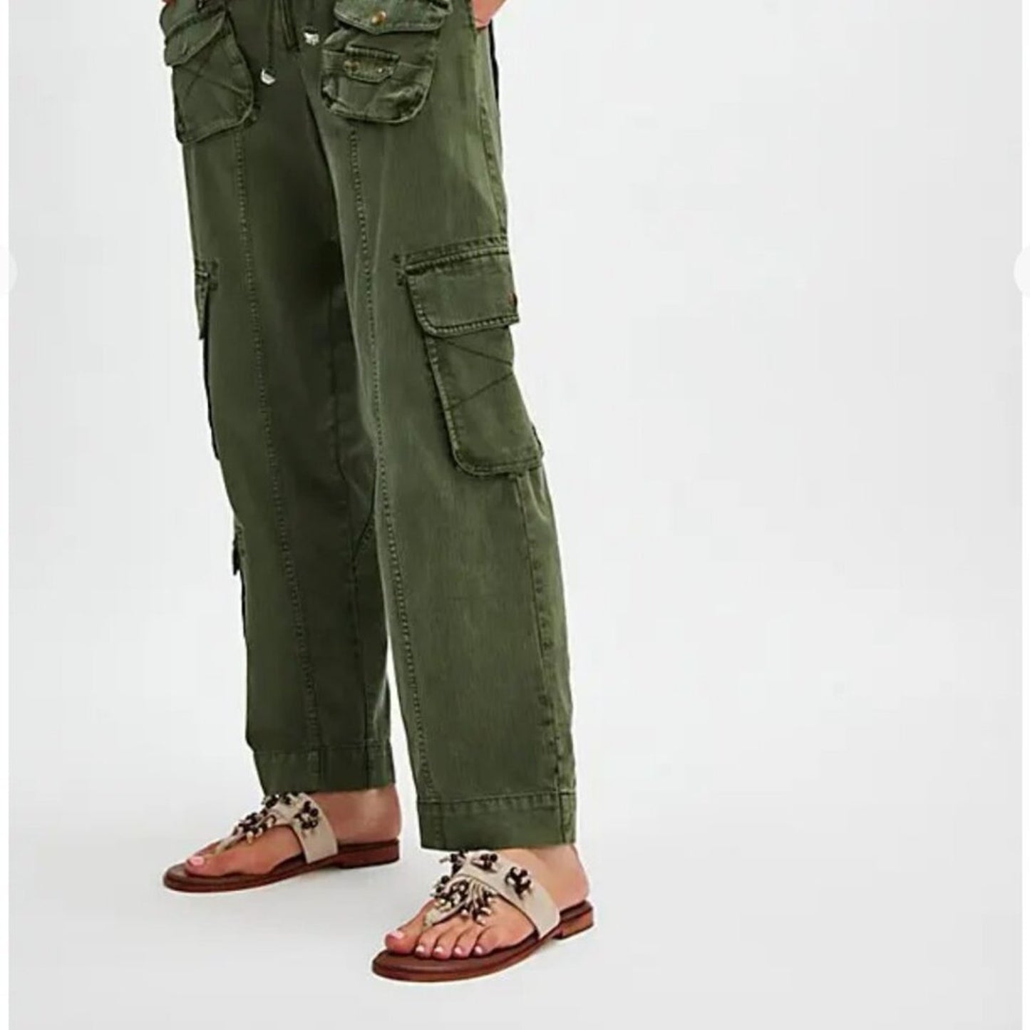 NWOT Free People Sadie Fringe Sandals in Oiled Suit