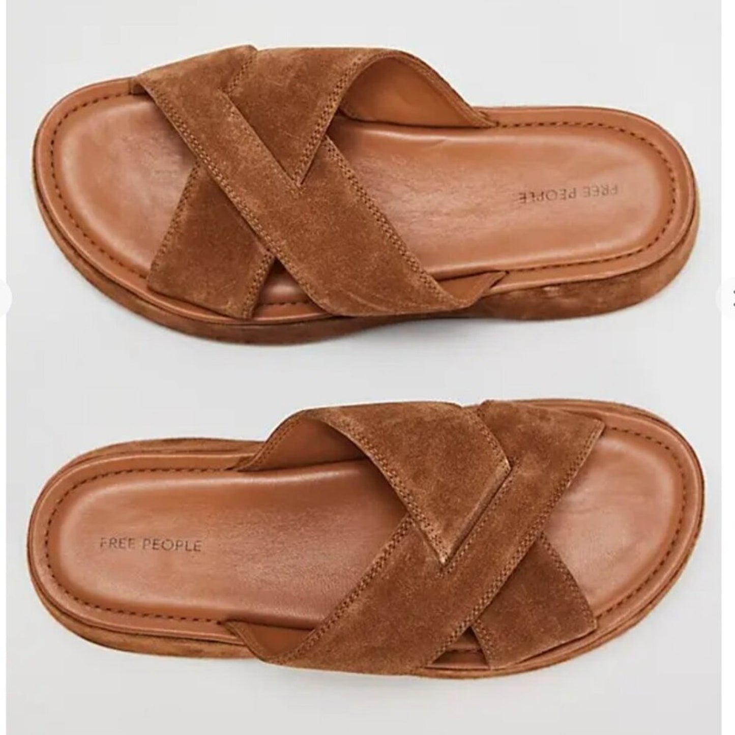 NWOT Free People Asbury Flatform Sandals in Cognac Suede