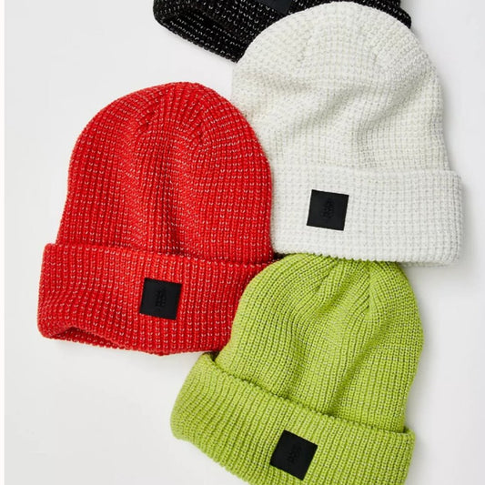 Free People Let's Race Fleece Lined Recycled Yarn Beanie in Racing Red