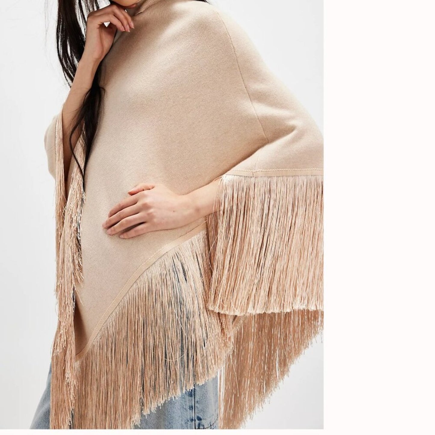 Free People River Walk Poncho Beige