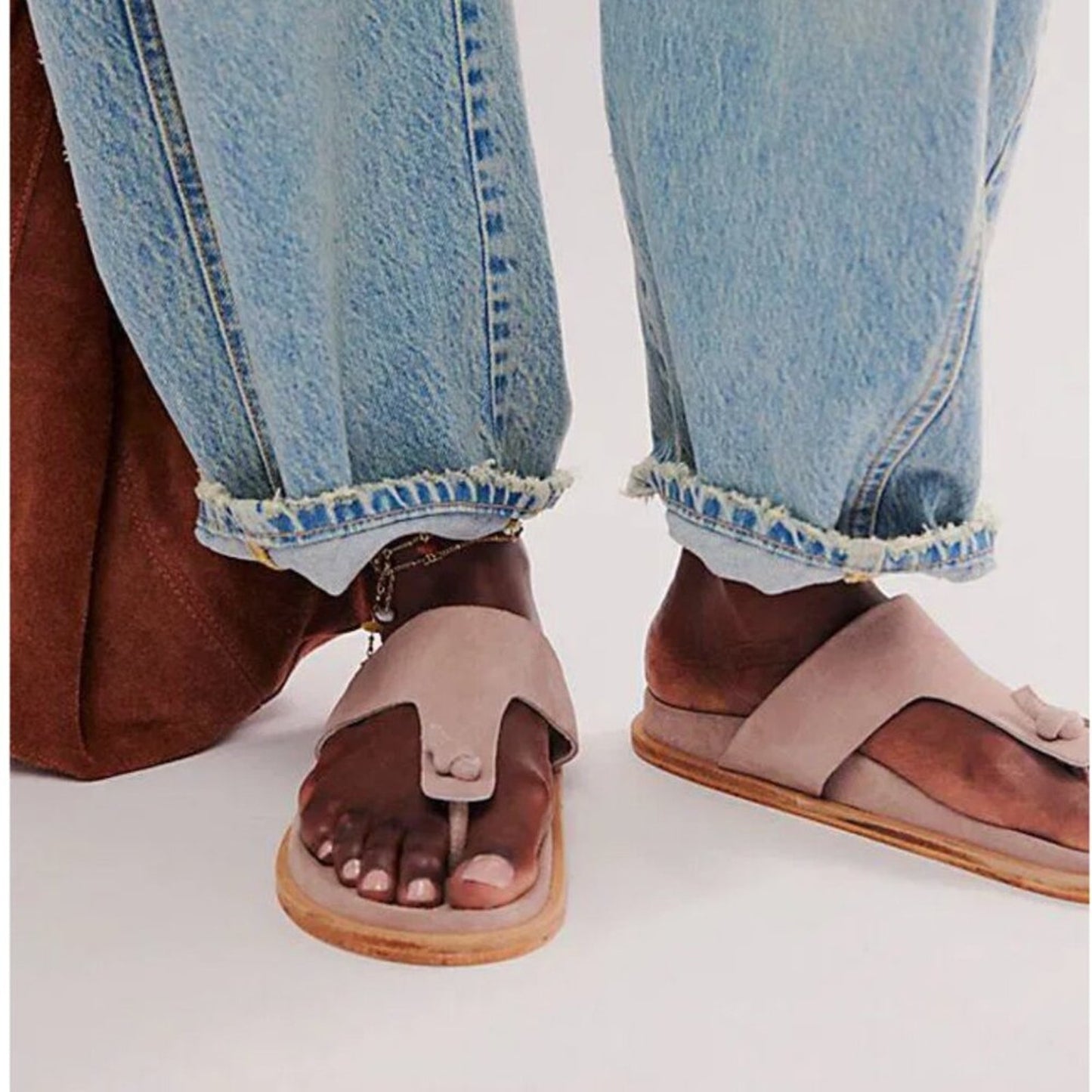 NWOT Free People Mika Footbed Sandals in Orchid Ice Suede