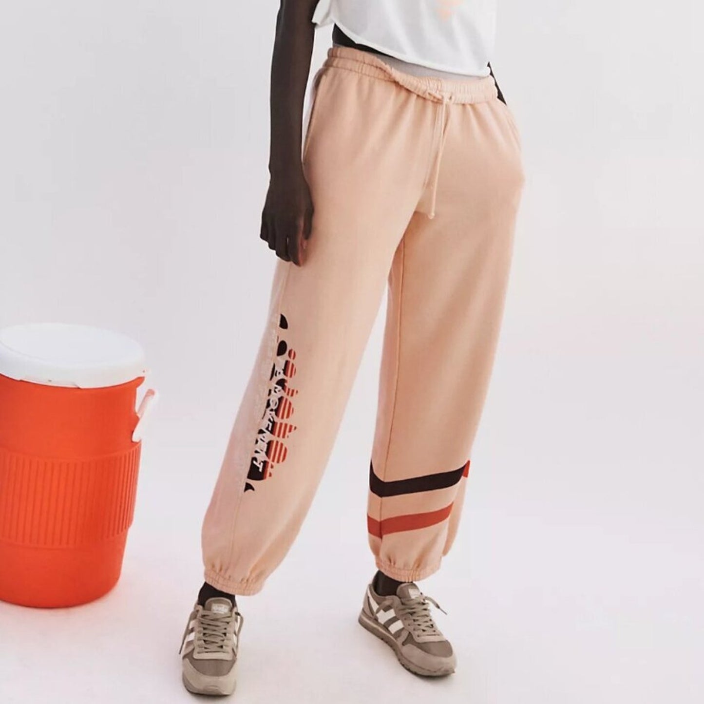 Free People All Star Logo Pants in Pastel Peach Sport Mode