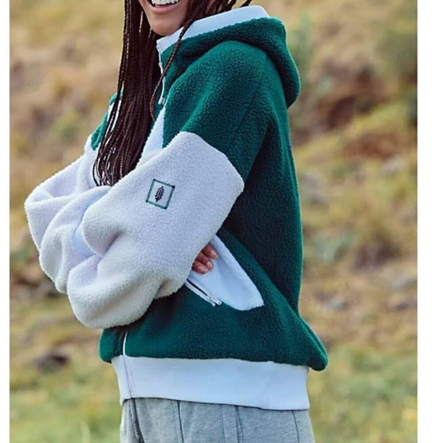 Free People Hit The Slopes Hoodie in Evergreen Combo
