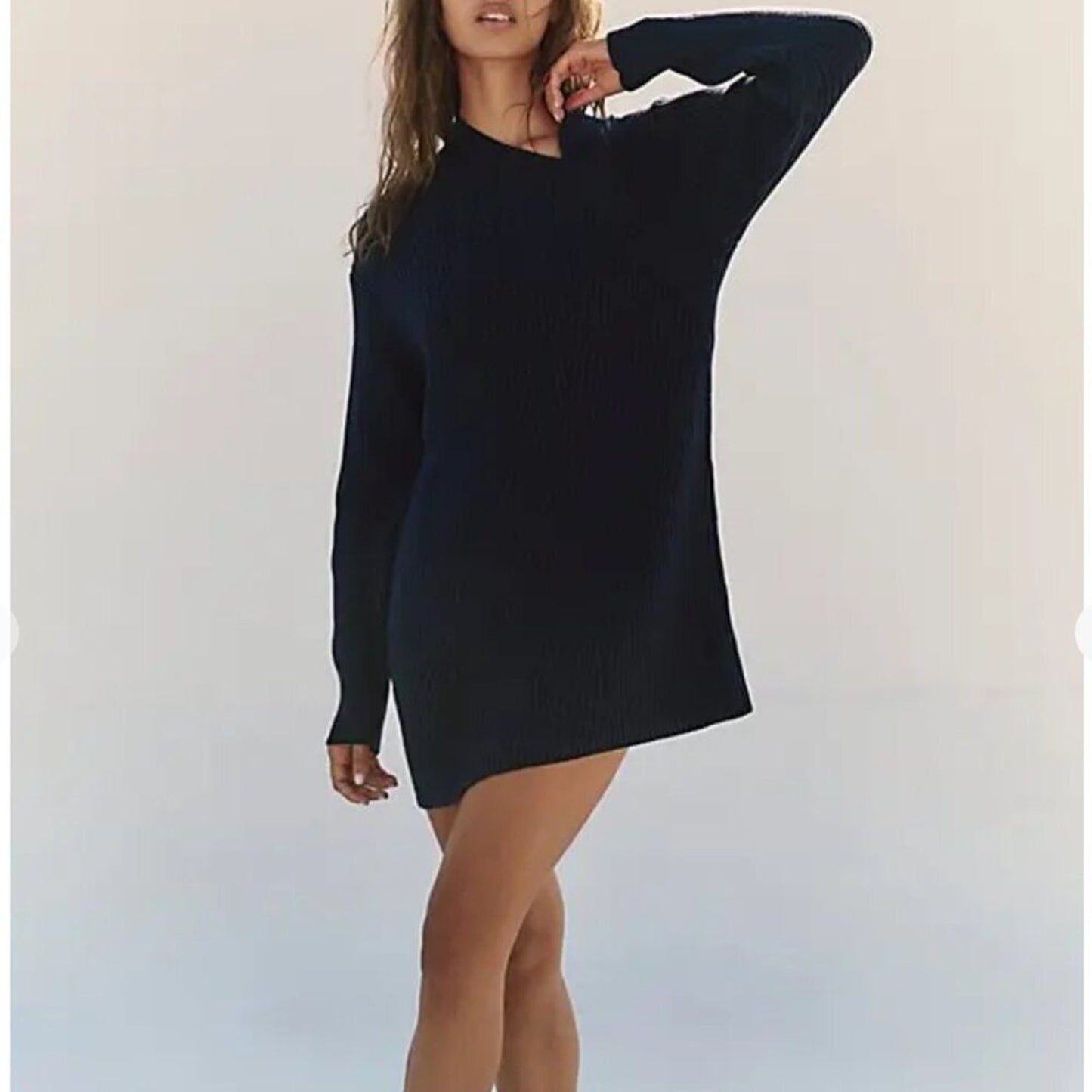 Free People Alba Sweater Tunic in Navy Blazer
