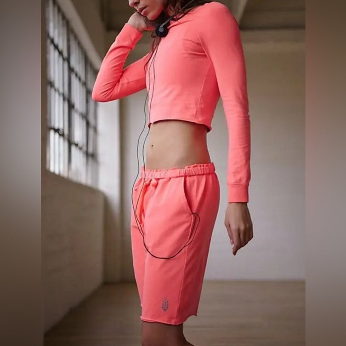 Free People Hot Shot Easy Set in Neon Coral