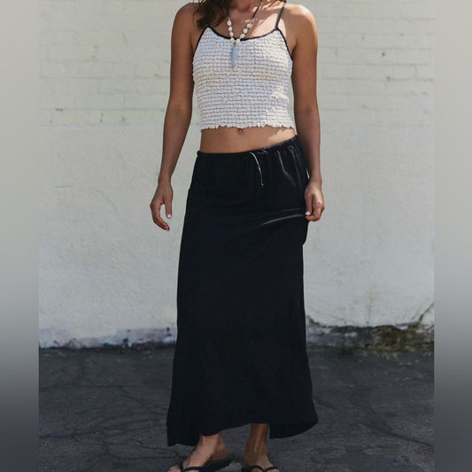 Free People Babetown Linen Skirt Set in Black