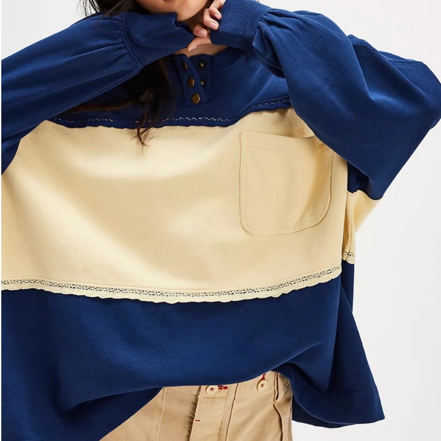 Free People Strawberry Sweatshirt in Oceana Combo