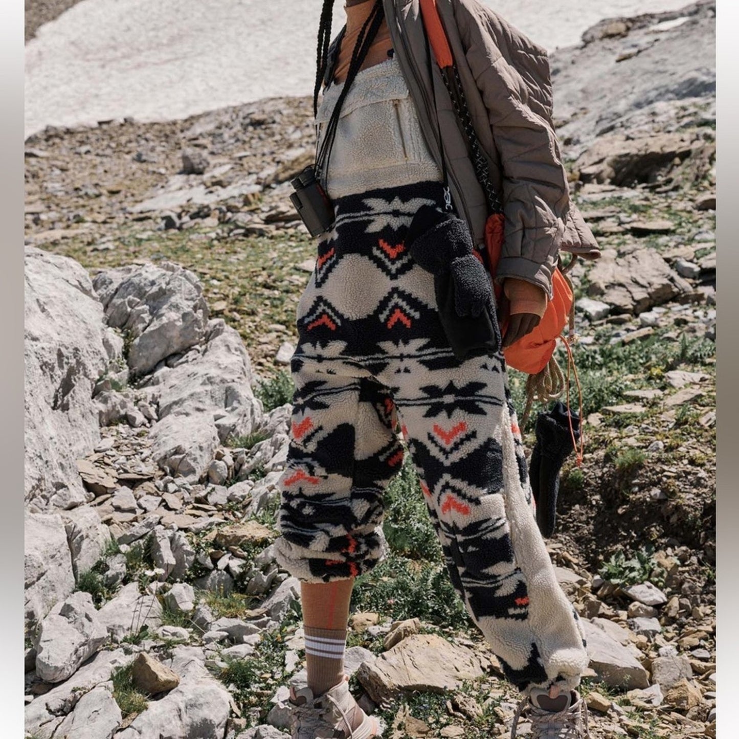 Free People Hit The Slopes Printed Salopette in Black Fairisle Combo