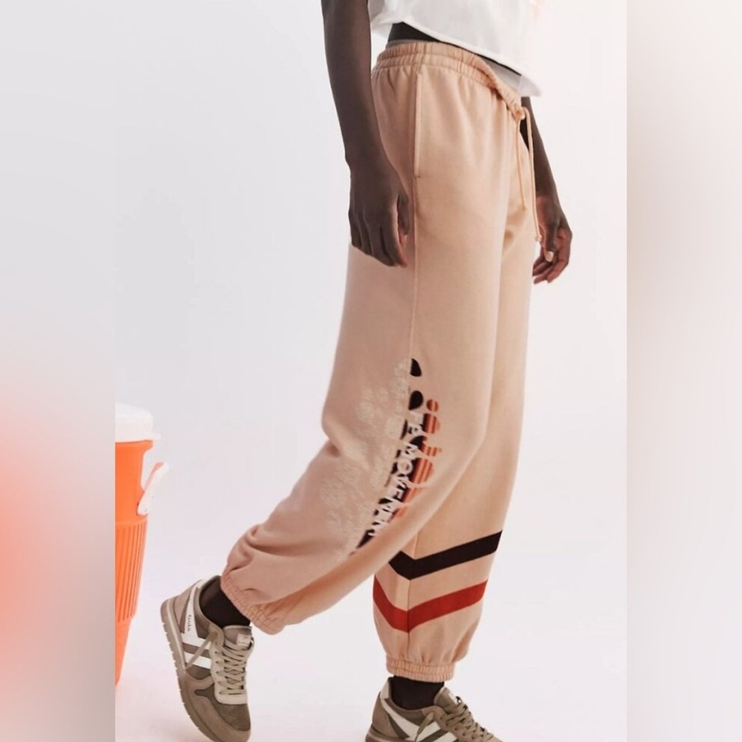 Free People All Star Logo Pants in Pastel Peach Sport Mode