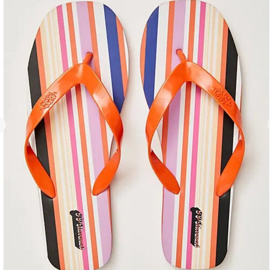 NWOT Free People FP Movement Game On Flip-Flops in Logo Stripe