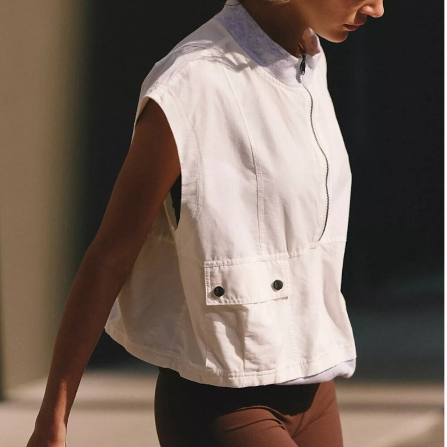 Free People Present Moment Vest in White Heather Grey