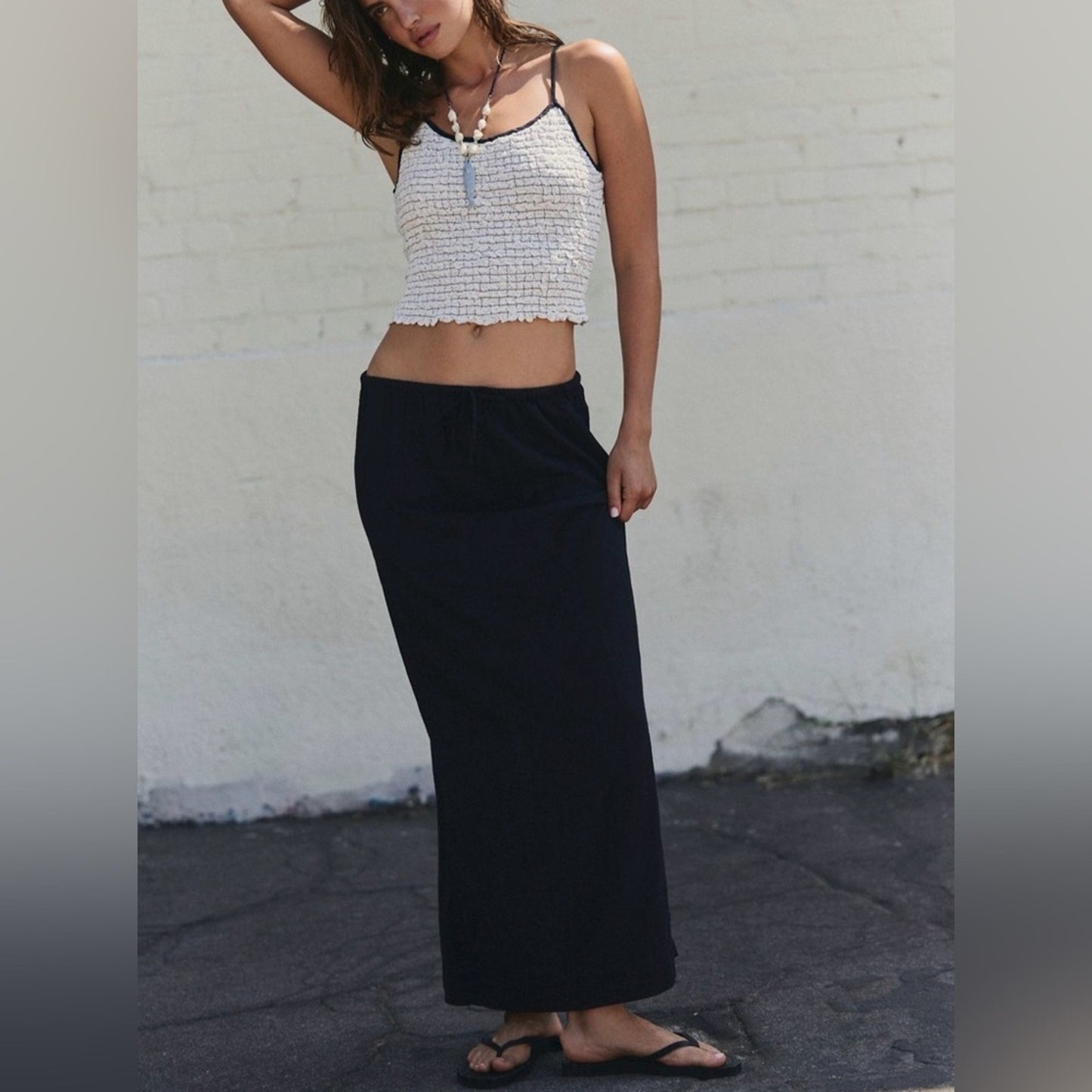 Free People Babetown Linen Skirt Set in Black