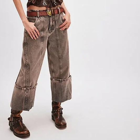 Free People Olsen Cuffed Crop Barrel Jeans in Slate