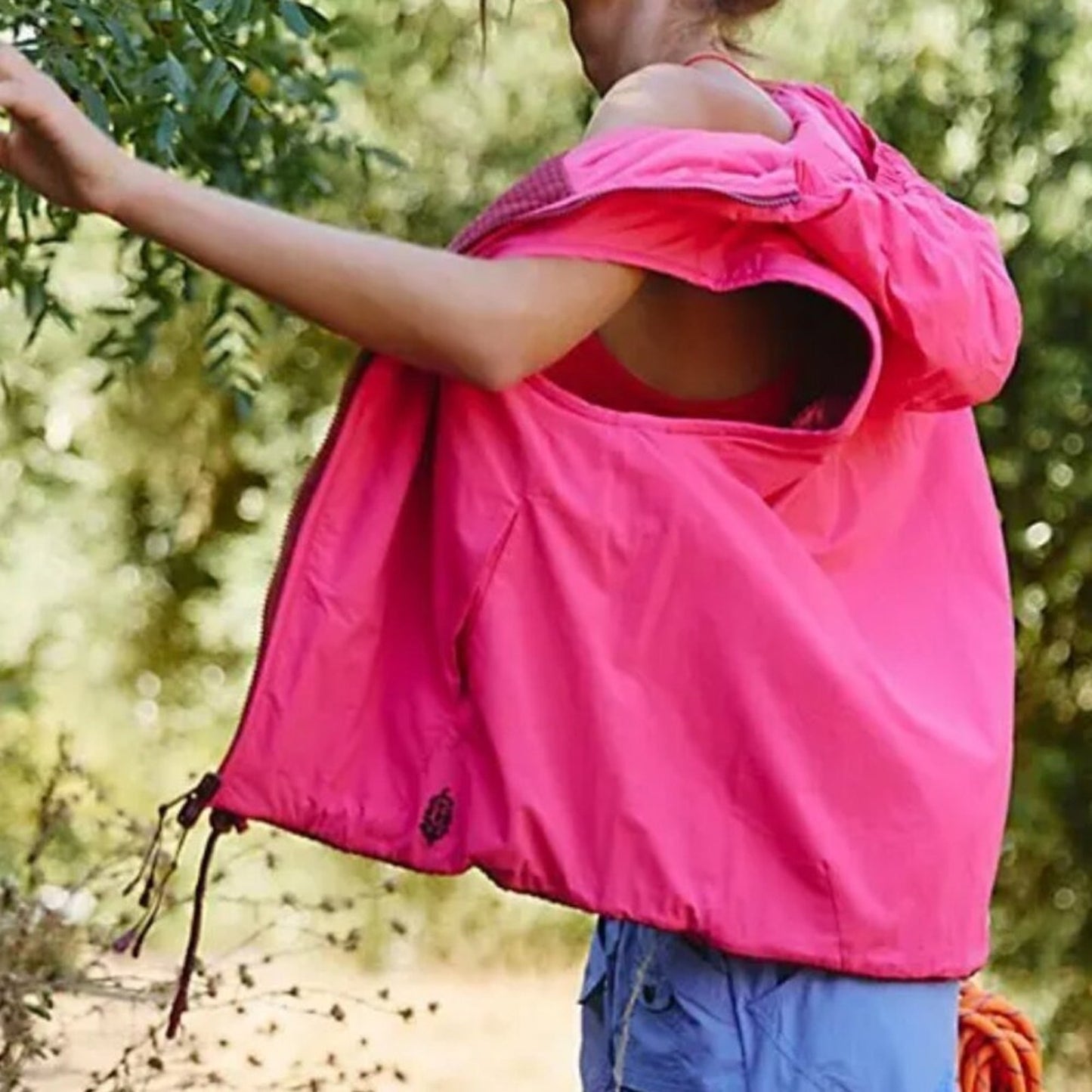 Free People Recreation Reversible Fleece Puffer Vest in Sour Cherry