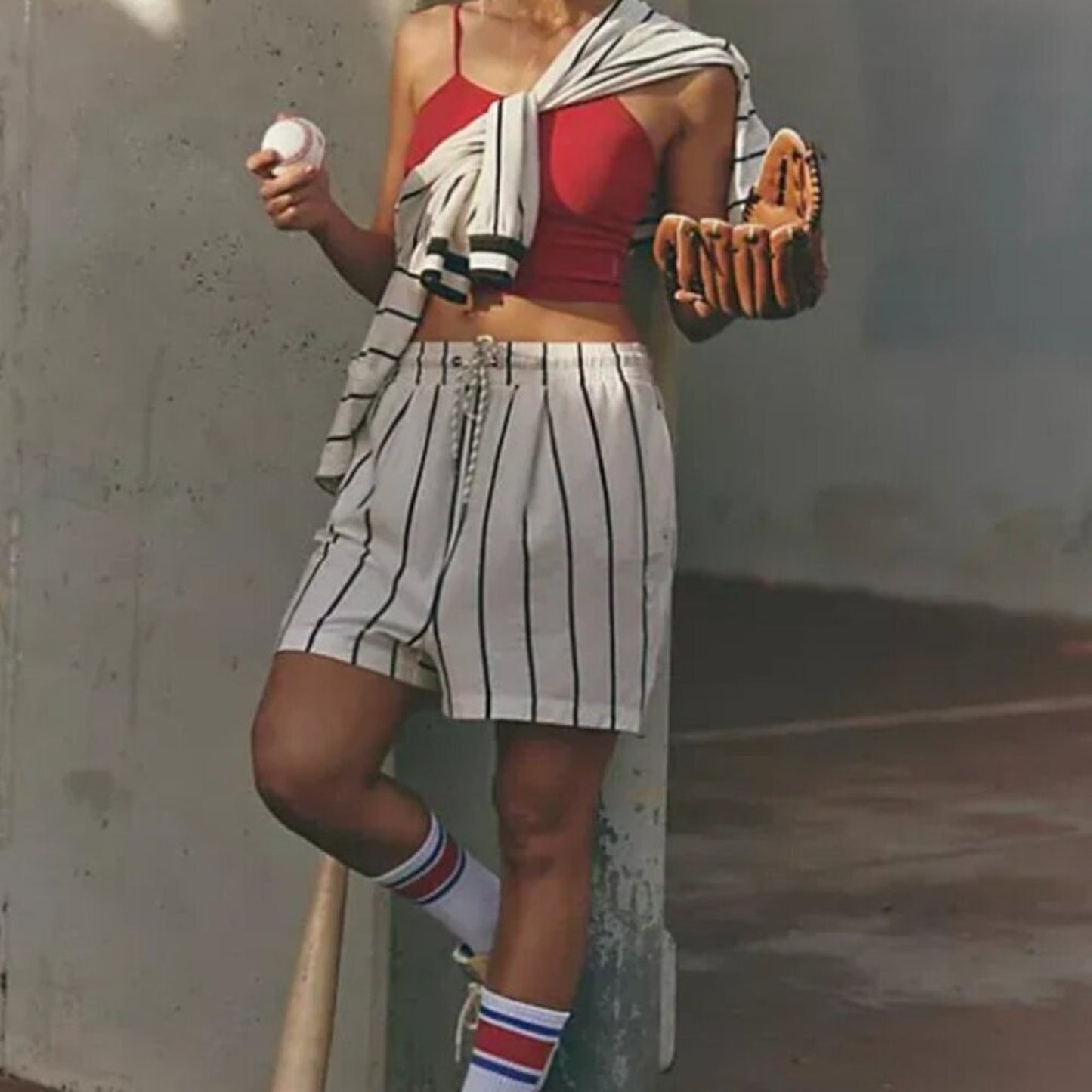 Free People Off Duty Set in Ivory Stripe Combo