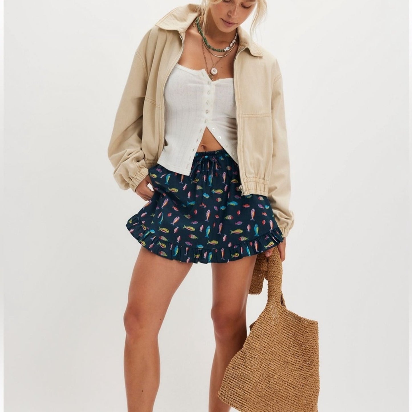 Free People Ellia Printed Set in Navy