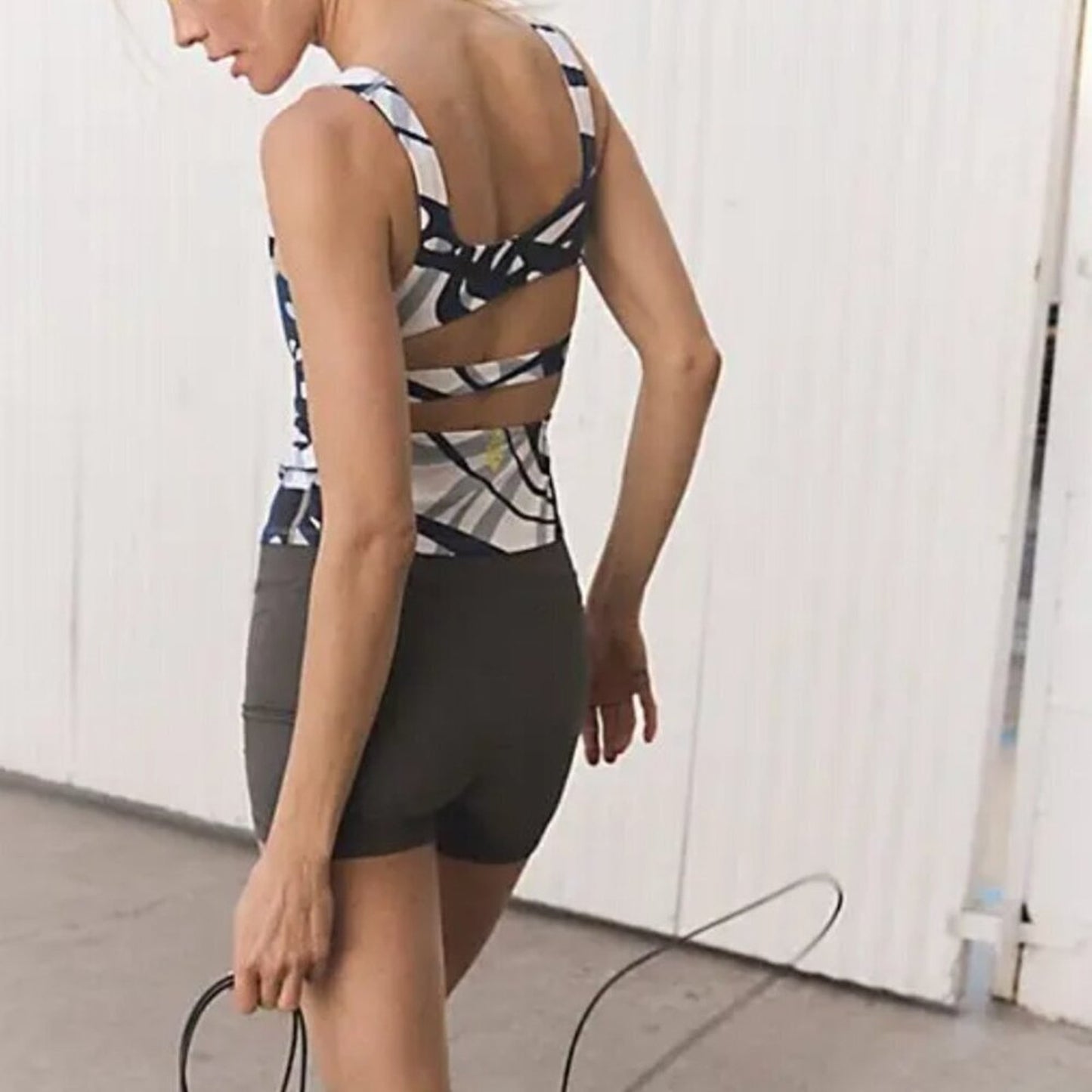 Free People Never Better Long Printed Tank in Butterfly Blue Combo