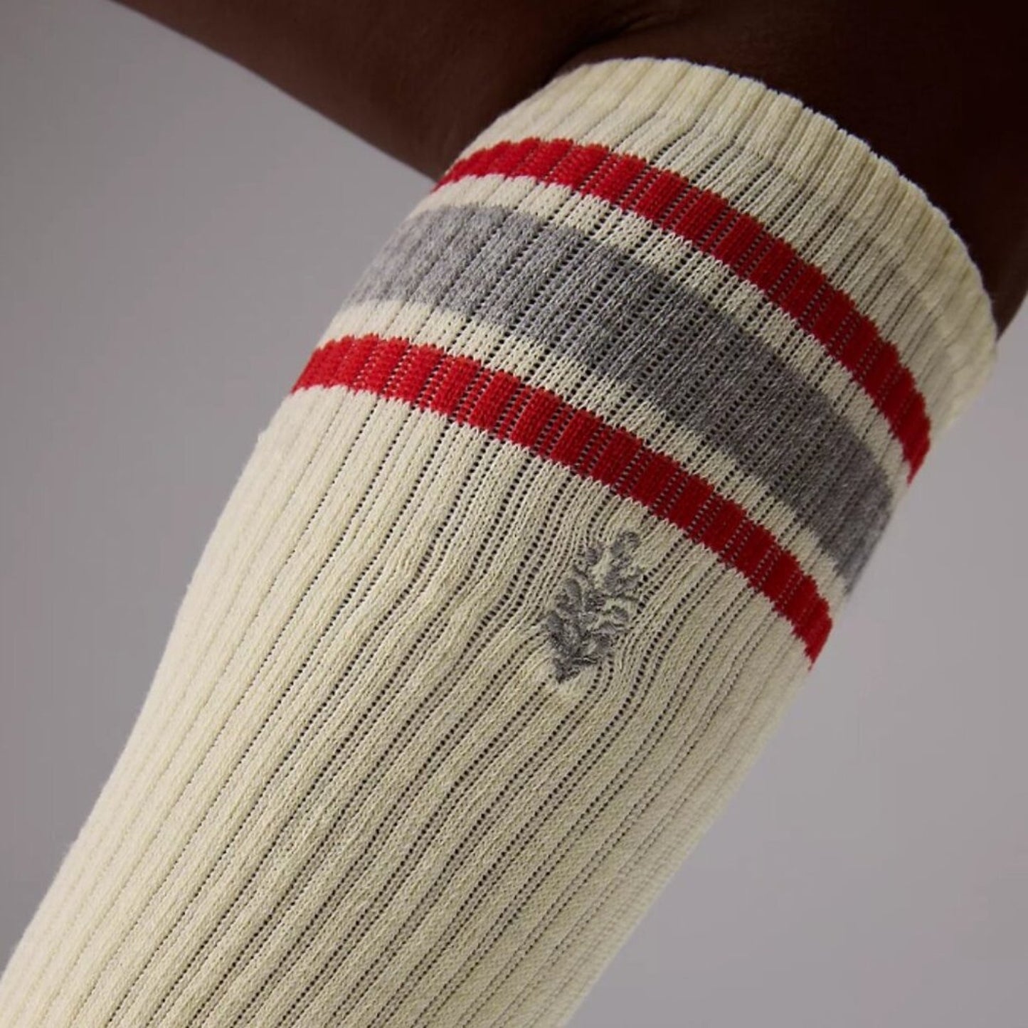 Free People Knee High Logo Stripe Socks in Retro Cream