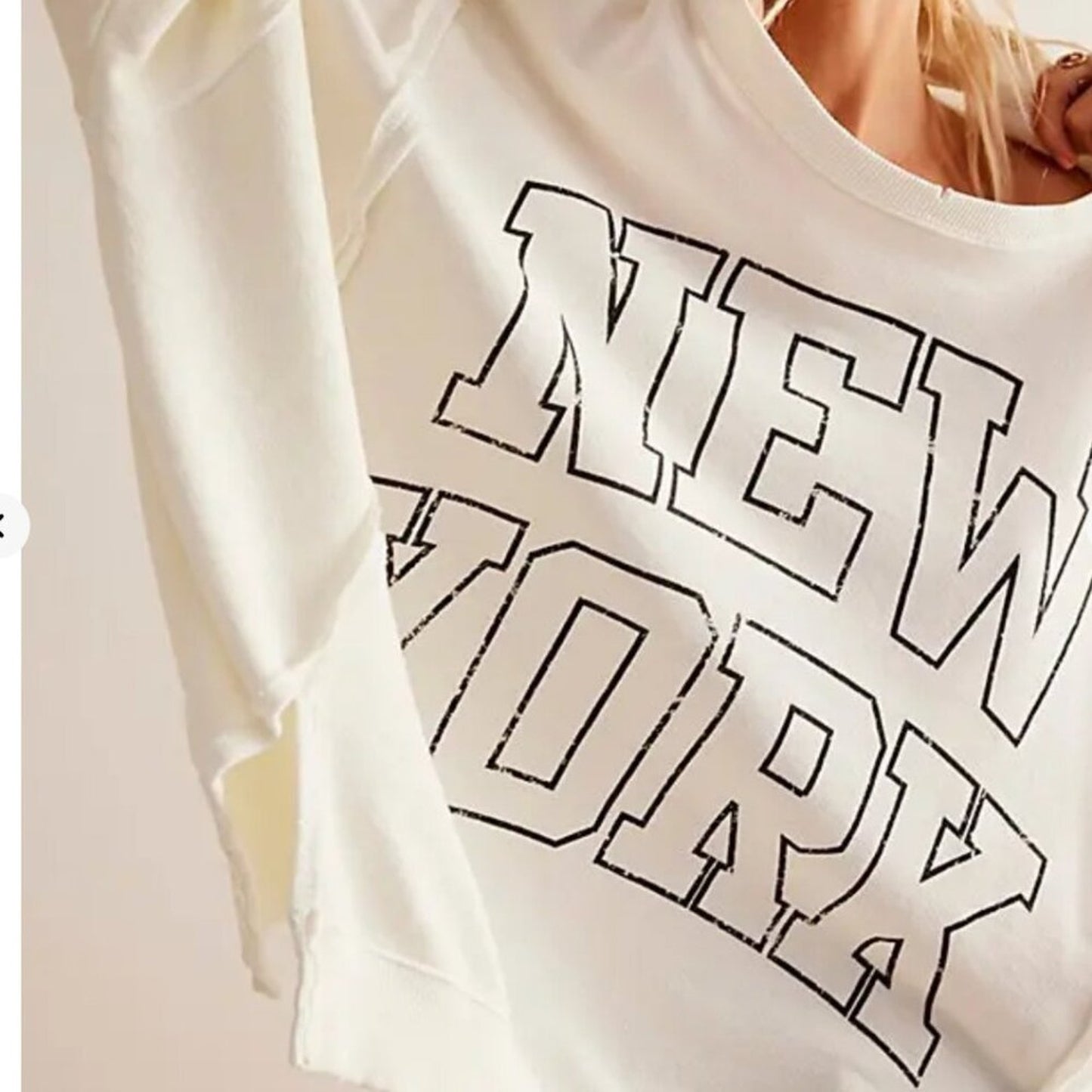 Free People Graphic Camden Pullover in Cloud Combo New York