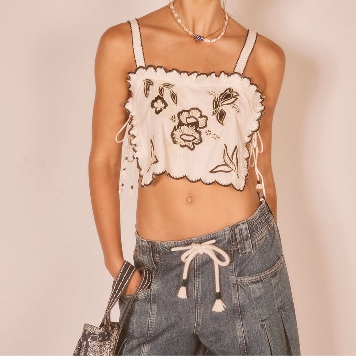 Free People Marin Short Set in Ivory